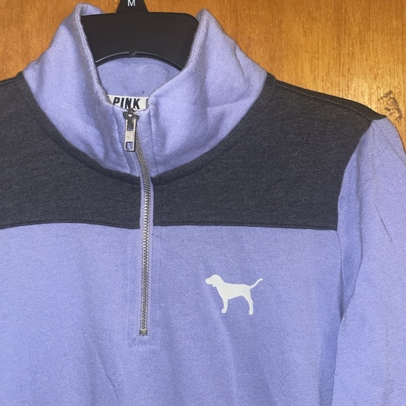 •PINK•MOCK NECK 1/4 ZIP FRESH VOLIET W/CHARCOAL GRAY COLORBLOCK PULLOVER XS - Picture 6 of 10